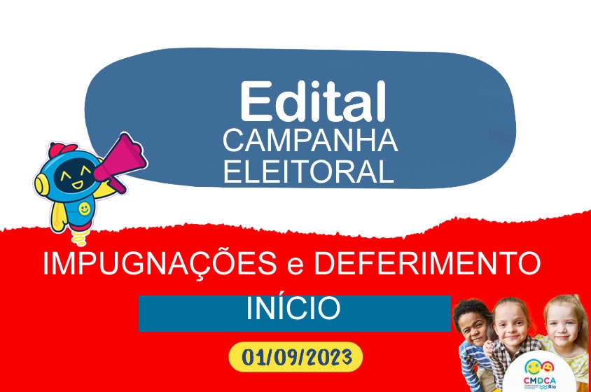 CMDCA publica  (28/07/2023) inicio período Campanha Eleitoral Mandato 2024-2027 em 01/09/2023.